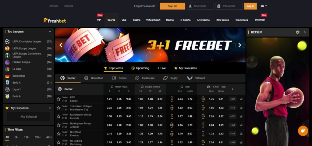 Explore FreshBet Casino sport betting page