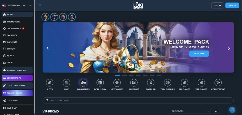 Discover Loki Casino homepage